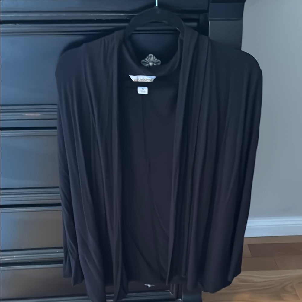 Liz Claiborne Black Open Front Cardigan